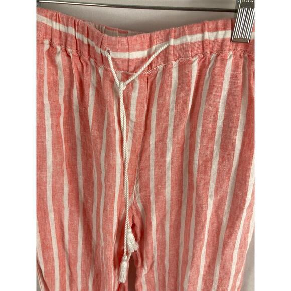 C&C California Linen Stripe Flare Pants Pink White Size XS - Picture 3 of 5